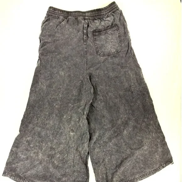 Anthropologie Black Mineral Wash Cropped Wide Leg Palazzo Pants Size Small - Picture 2 of 5